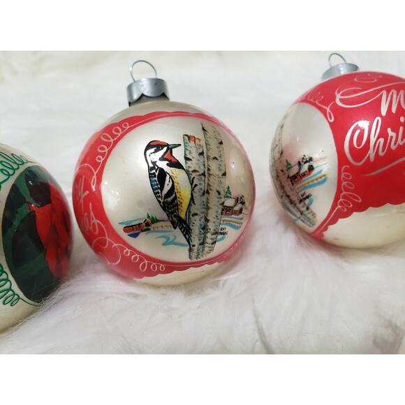 Vintage Essex Franke Bird Cardinal Red Green Retro Glass Christmas Glass Lot 4 - Picture 8 of 9